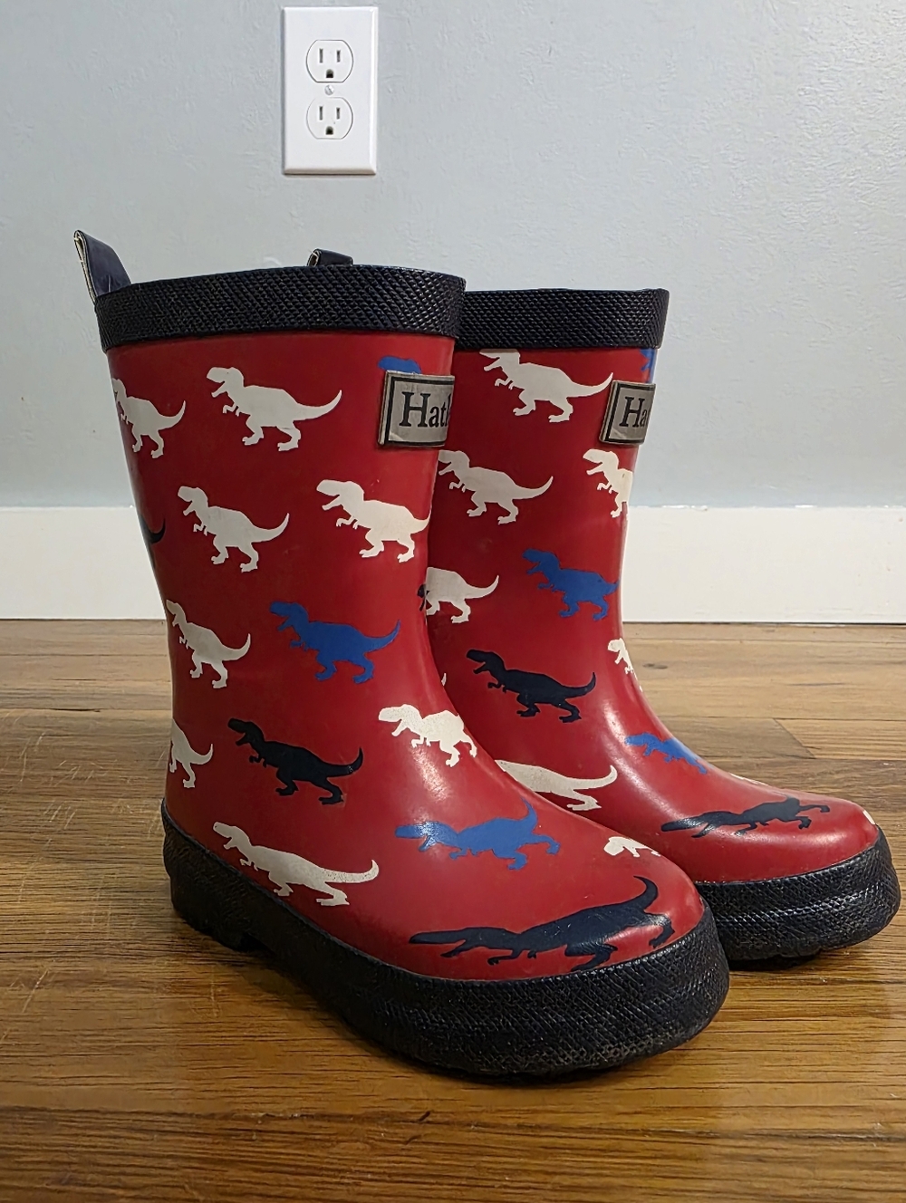 Hatley Dinosaur Rain Boots Kids Red Rubber Waterproof Boots | Size 8